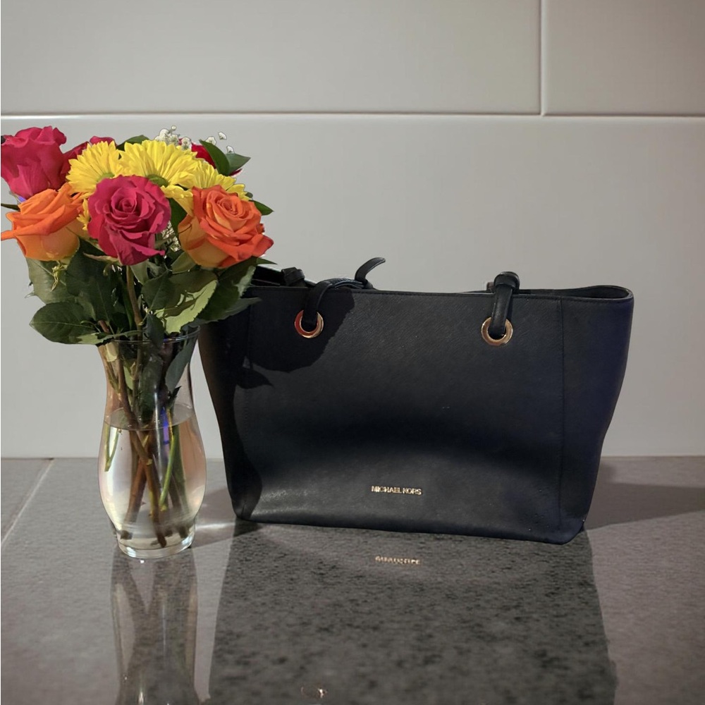 Michael Kors Black Tote with Gold Accents - Picture 2 of 4